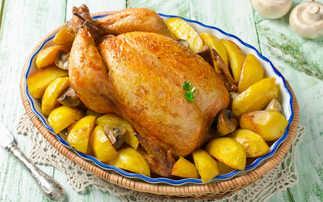 курица запеченная с ябуками