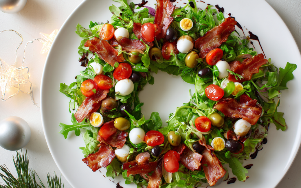 Салат «Різдвяний вінок» з беконом