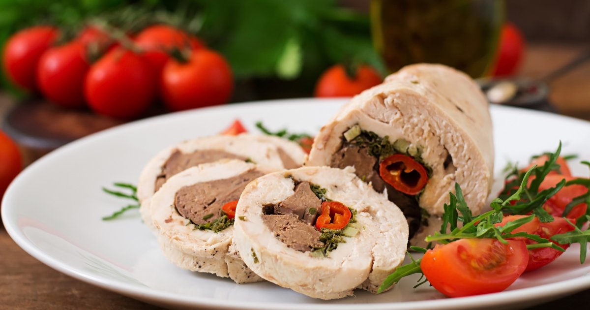 Курячий рулет з печінкою і апельсинами