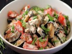салат с баклажанами и курицей