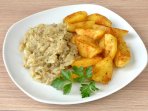 Печена картопля з тушкованою цибулею