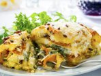 Лазанья з грибами, гарбузом і шпинатом