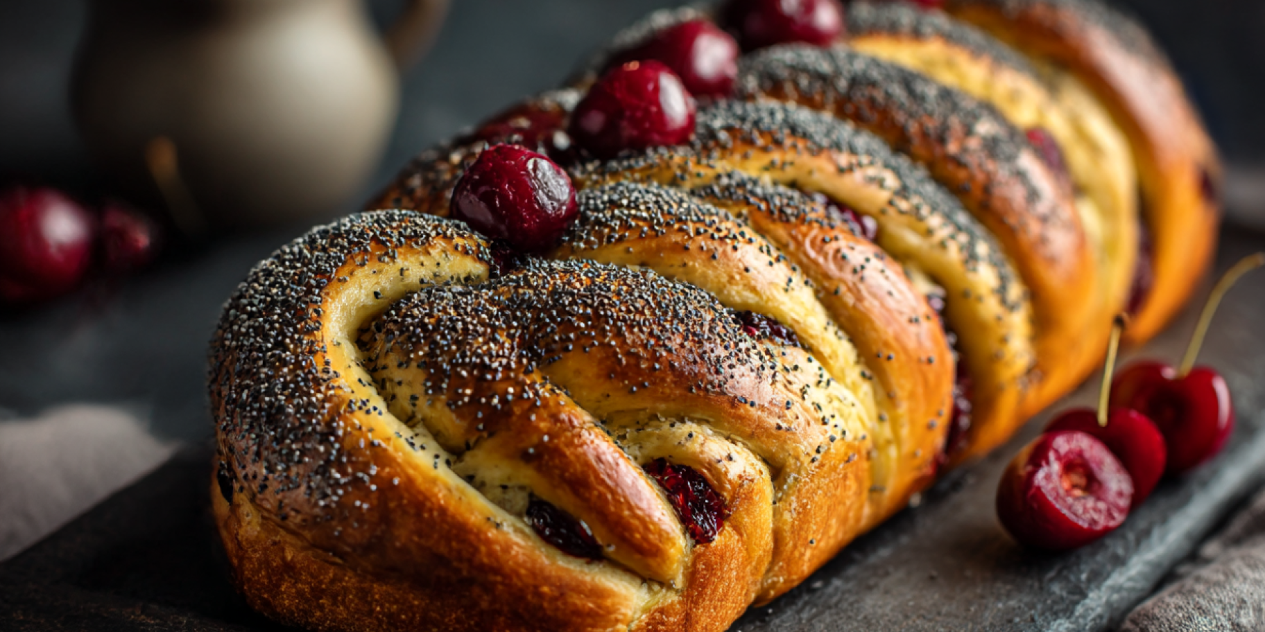 Маковий пиріг з вишнями та медом Маковий пиріг з вишнями та медом