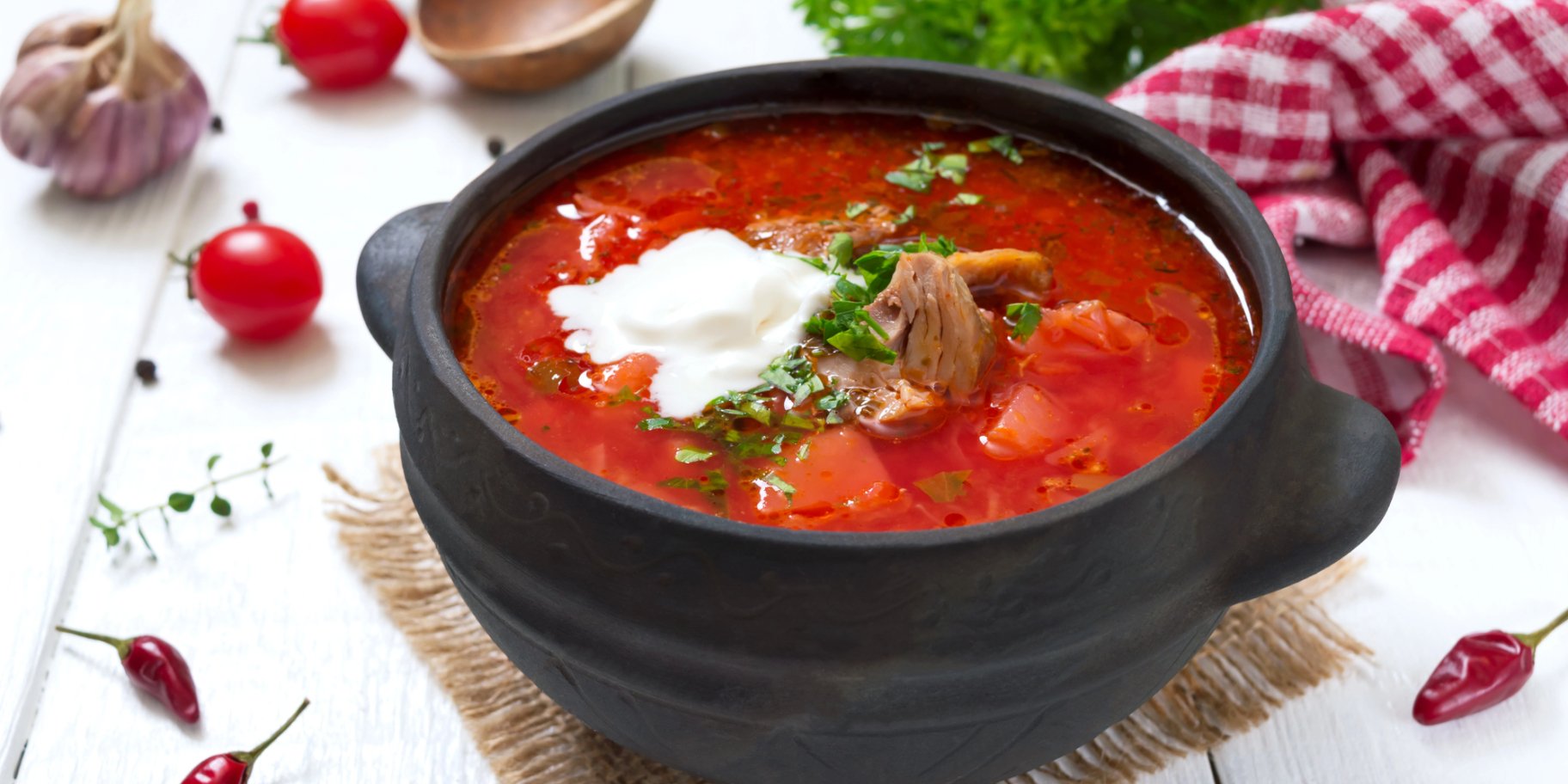 Борщ з куркою і квасолею