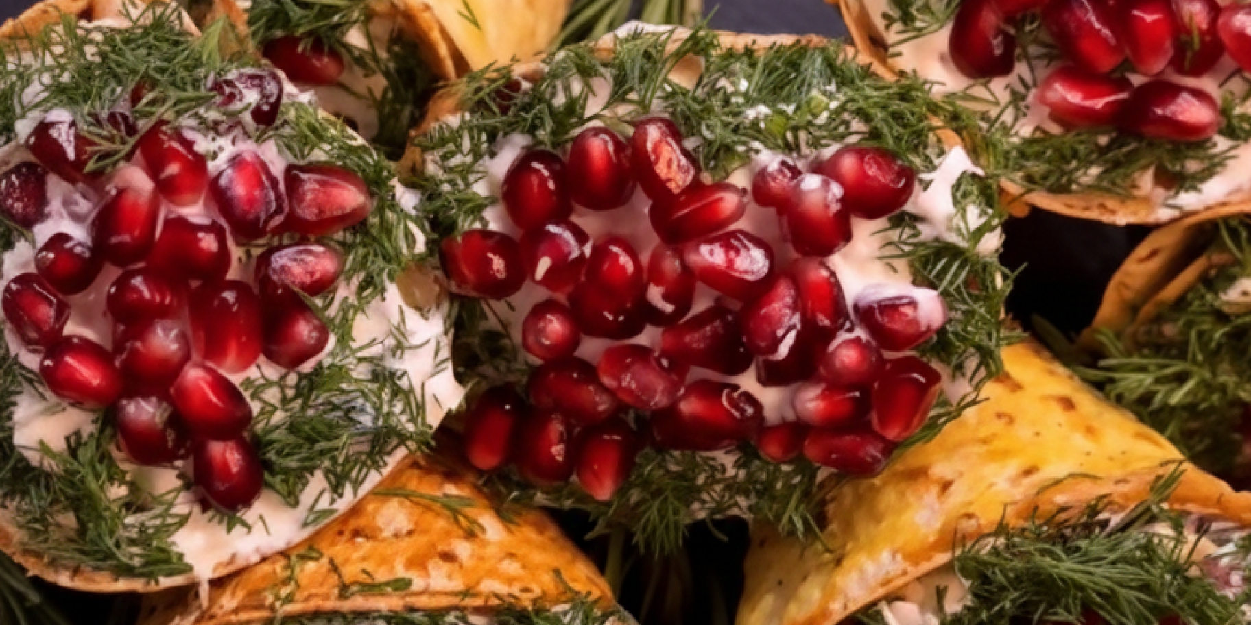 Новорічна закуска з лаваша, курки та граната