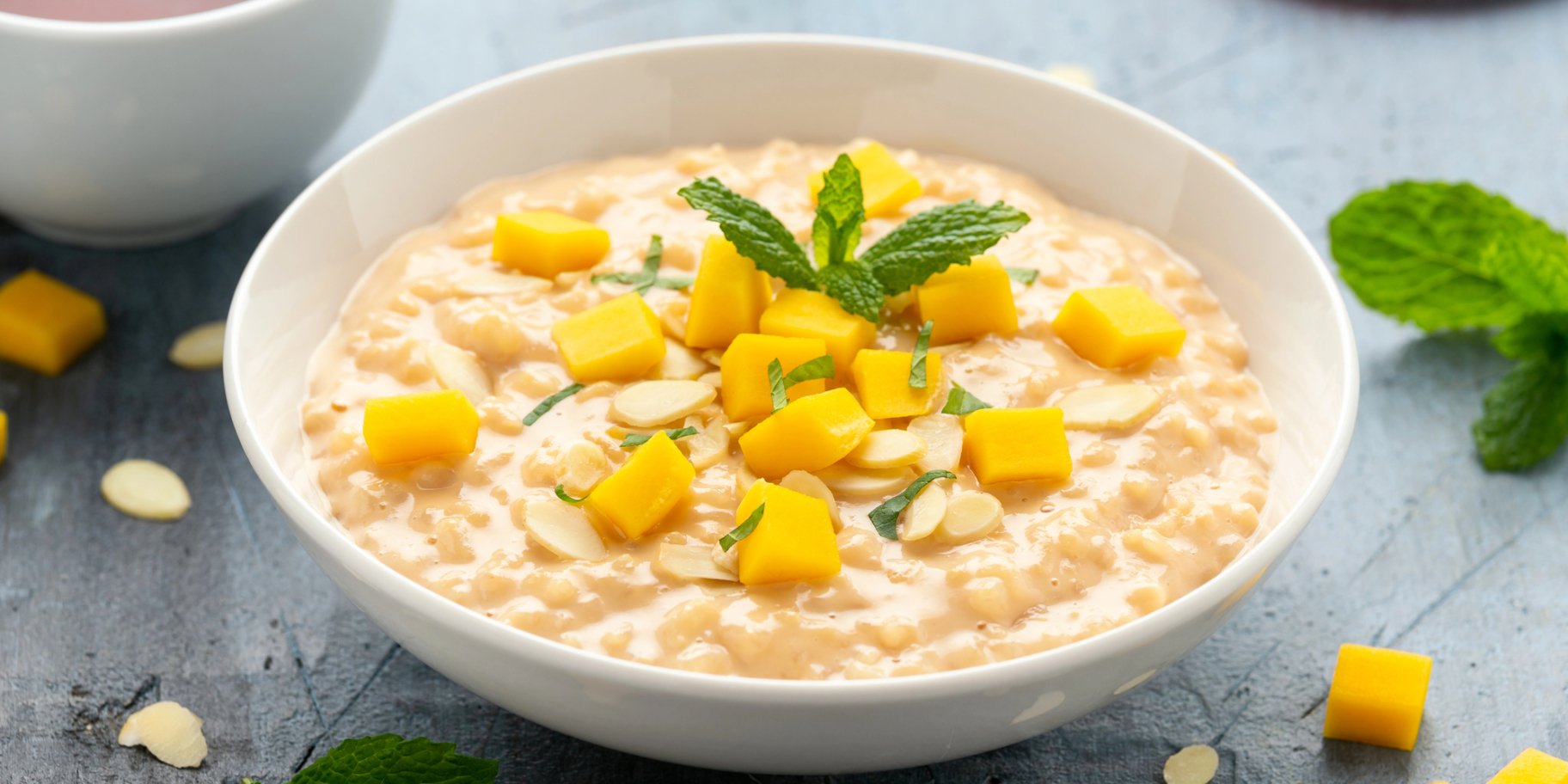 Вершковий рисовий пудинг з манго