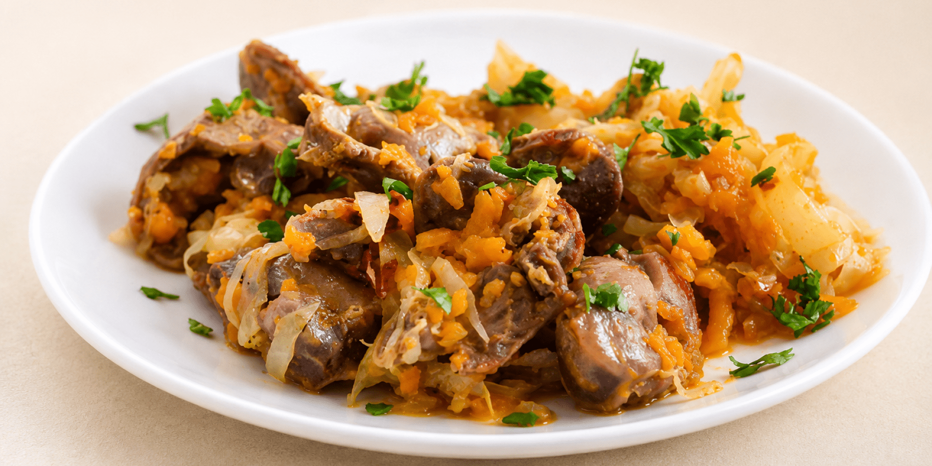 Капуста з курячими шлунками