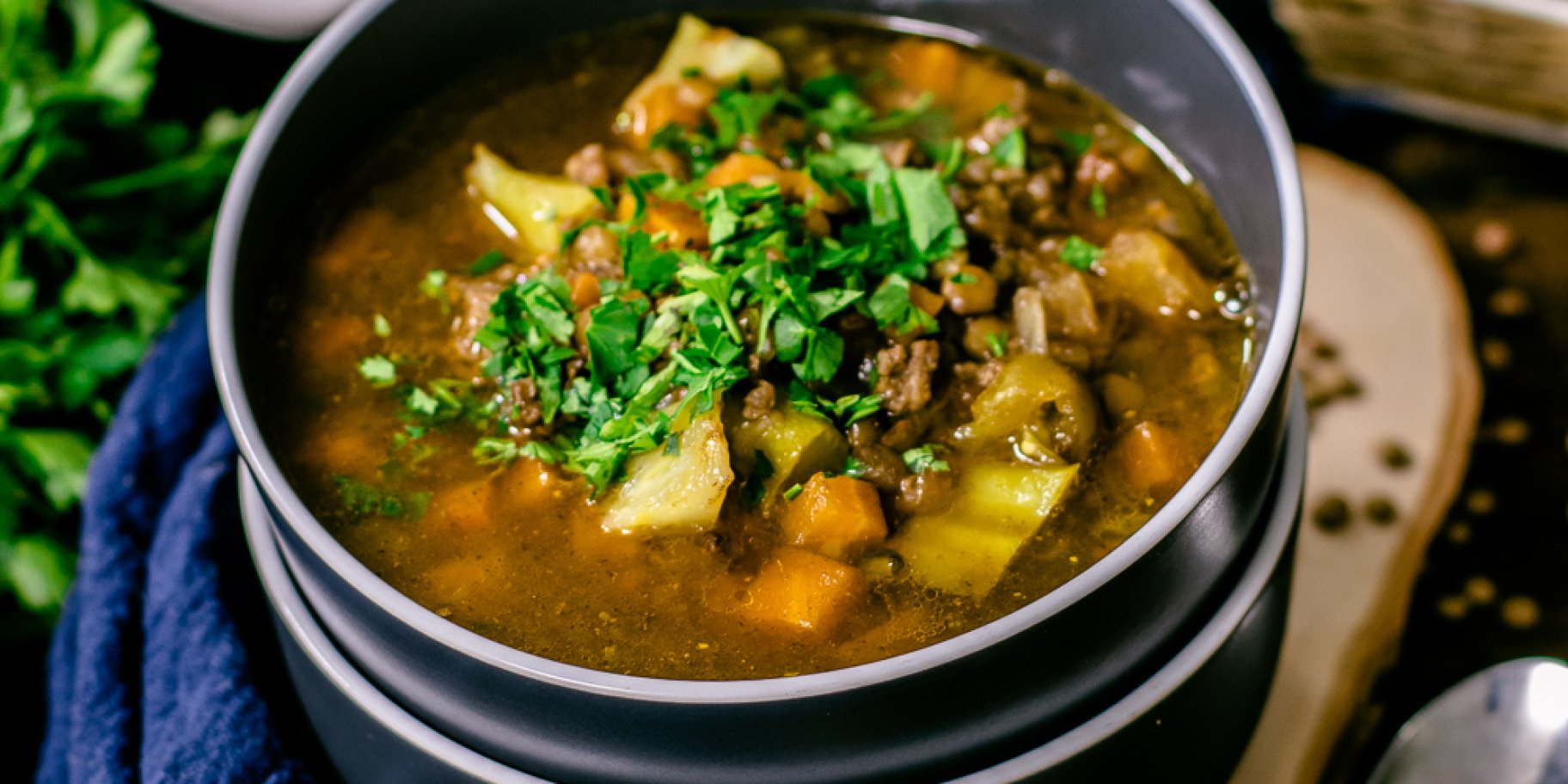 Суп із сочевицею і фаршем