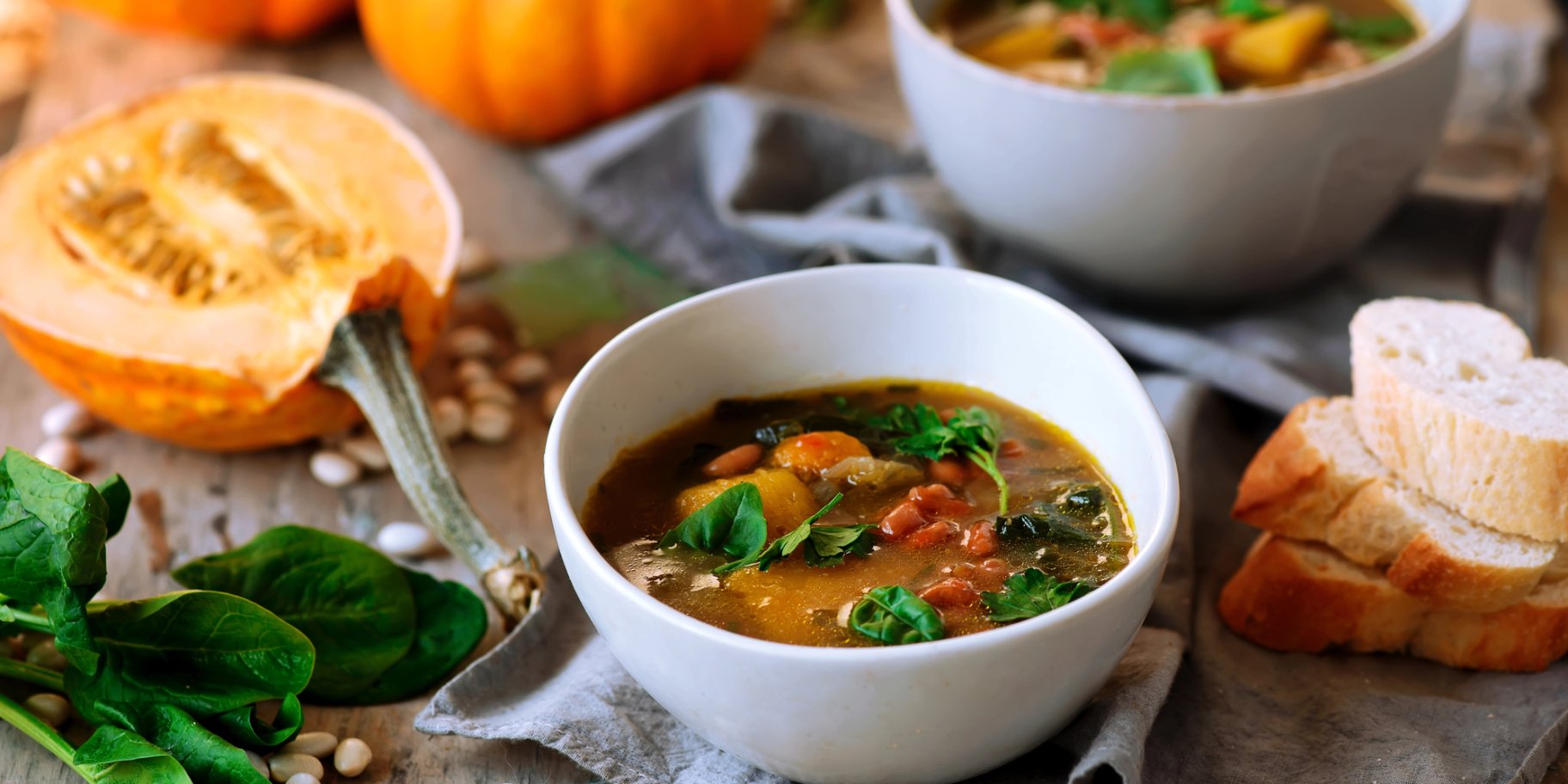 Суп з квасолею, гарбузом і спельтою