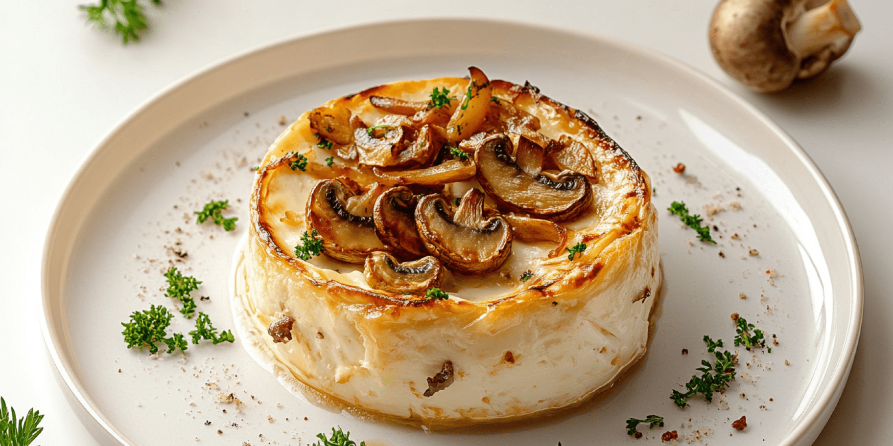 Запечений камамбер з печерицями