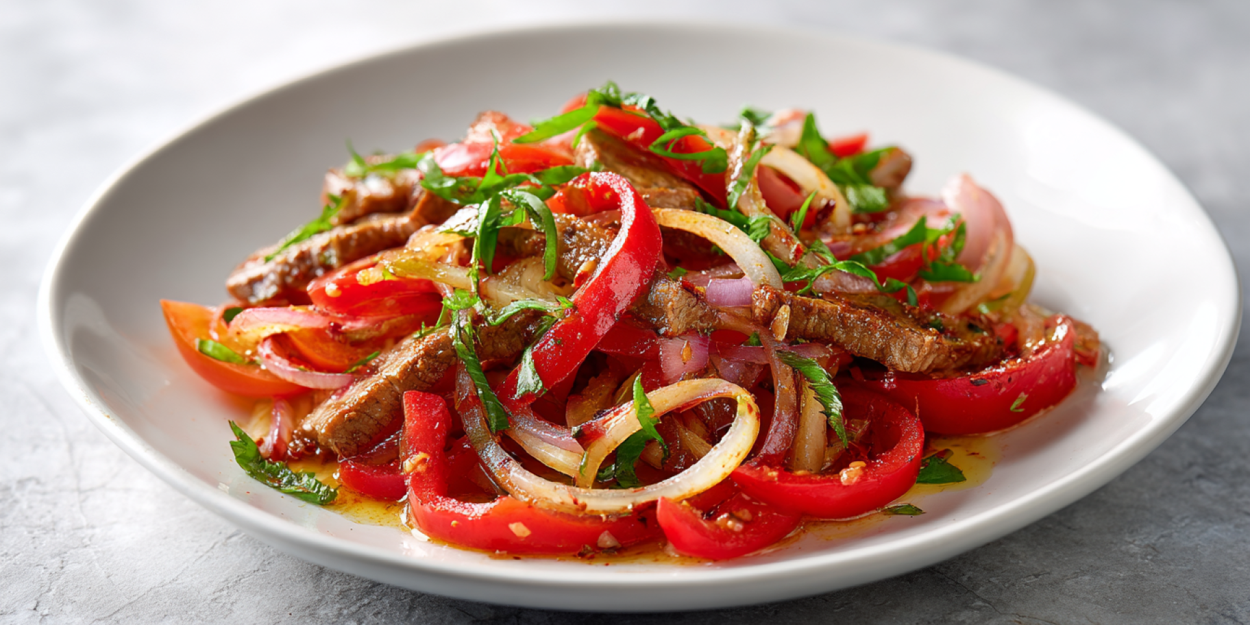 Салат зі свининою і болгарським перцем