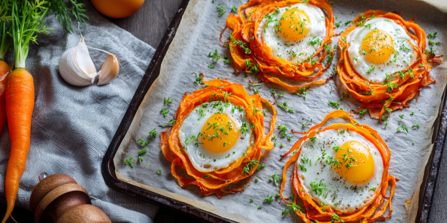 Запечені морквяні кошики з яйцем
