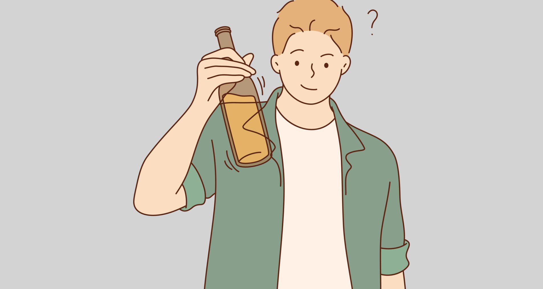 Рисунок парня, держа бутылку алкоголя
