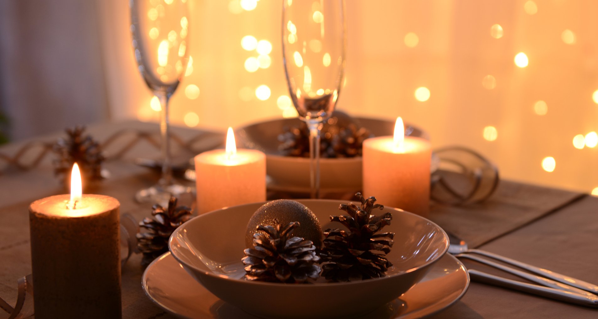 свічки, столовий посуд, різдво