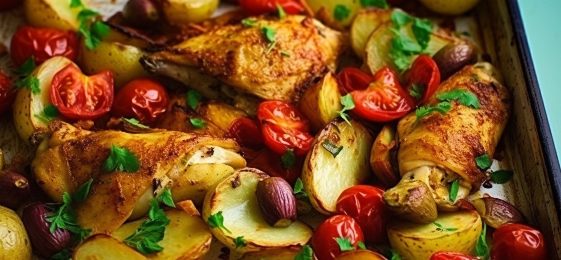 Курица карри с молодым картофелем и овощами