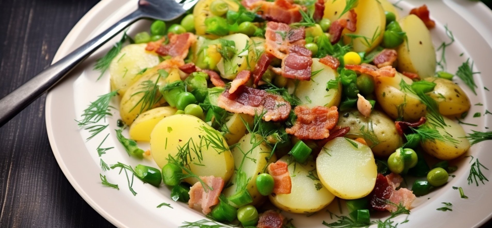 Салат с бобами, картофелем и беконом
