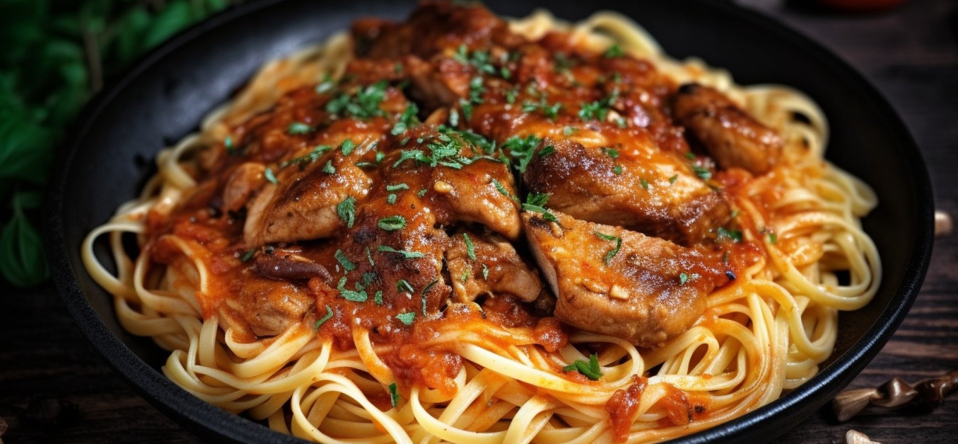карамелизированная курятина из спагетти
