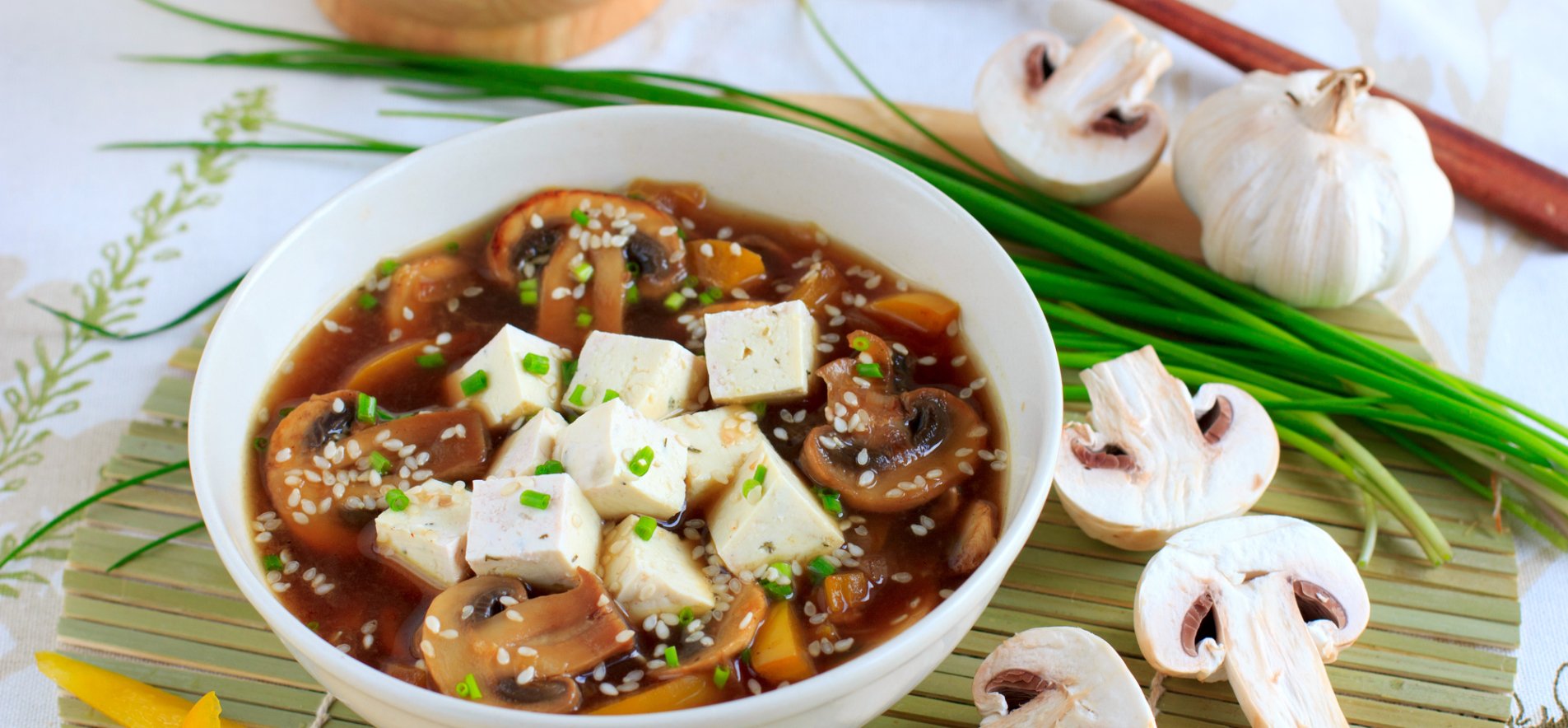 Суп с тофу и грибами – рецепт