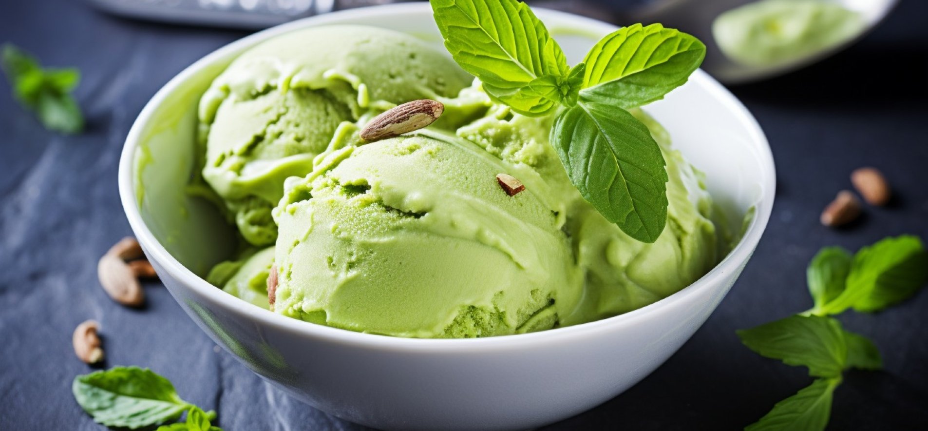 Зеленое мороженое без мороженого из шпината, авокадо и мяты
