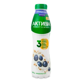 Біфідойогурт Активіа Чорниця та злаки питний 1,2%, 500г