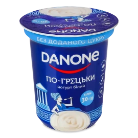 Йогурт Danone По-грецьки білий без доданого цукру 4%, стакан, 350г