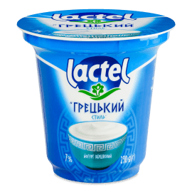 Йогурт Lactel Грецький стиль вершковий 7%, стакан, 230г