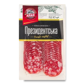 Ковбаса «Алан» «Президентська» с/в в/ґ нарізка, 80г