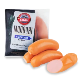 Сосиски «Алан» «Молочні» н/о в/ґ, 100г