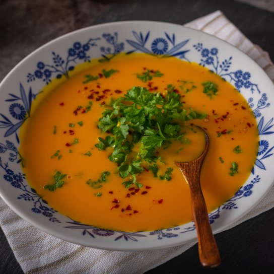 Морквяний суп з білою квасолею