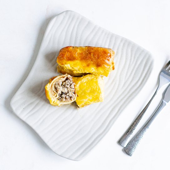 Запечені млинці з куркою та грибами