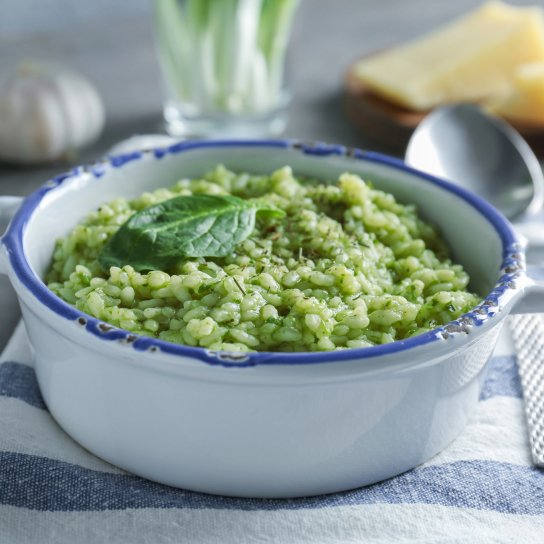 Ризото зі шпинатом, лимоном і прошуто