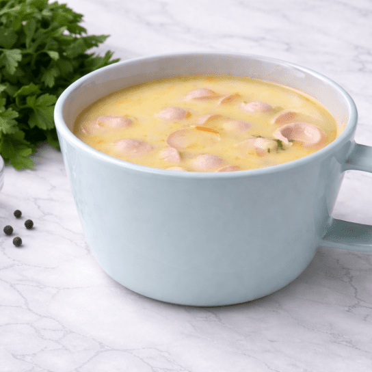 Суп з квашеною капустою і сосисками