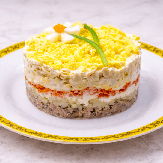 Салат Печінка тріски під шубою