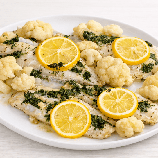 Філе окуня з цвітною капустою