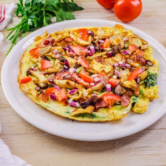 Омлет із грибами та хлібом в аерогрилі