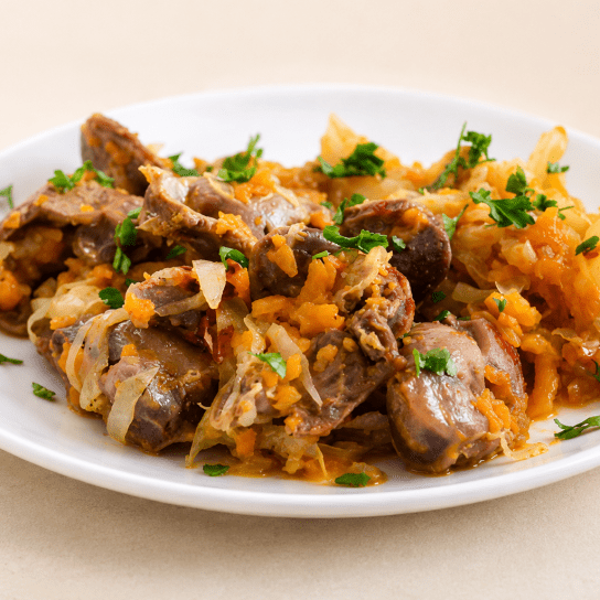 Капуста з курячими шлунками