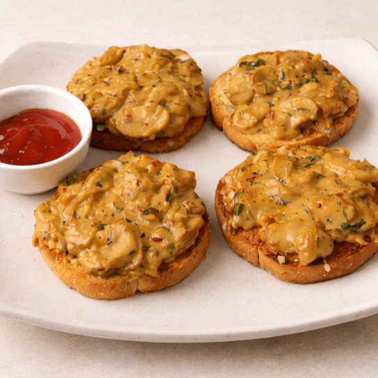 Тости з печерицями та вершковим соусом