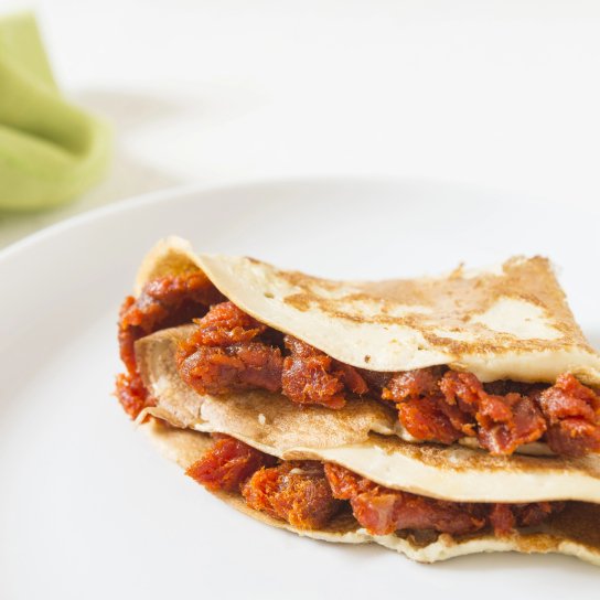 Тортильї з чорізо та бататом