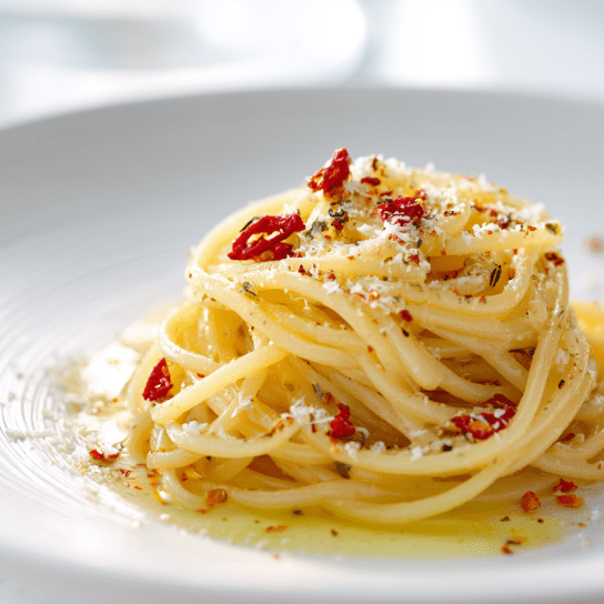 спагеті Aglio e Olio з пармезаном