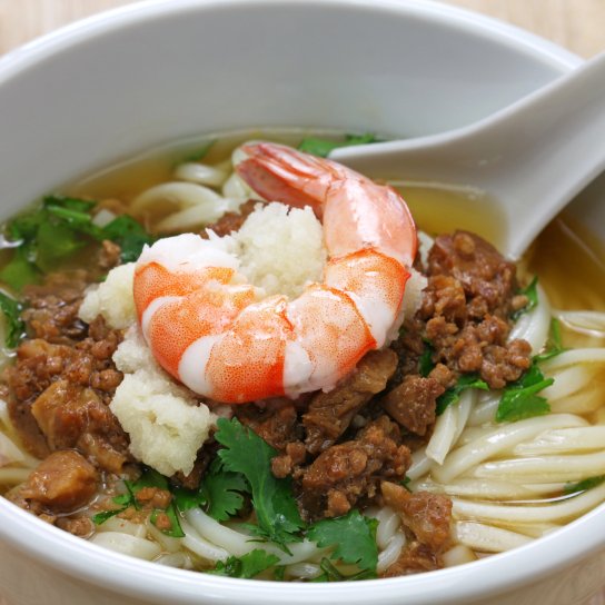 Суп з фаршем, креветками