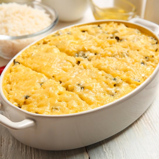 Запіканка з курки, рису, кукурудзи та квашеної капусти