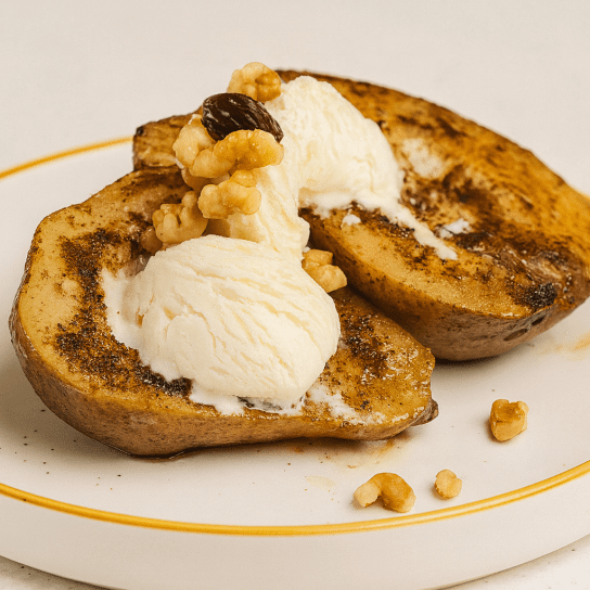 Груші з морозивом та горішками