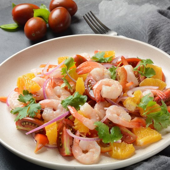 Салат-вінок з креветками та мандаринами