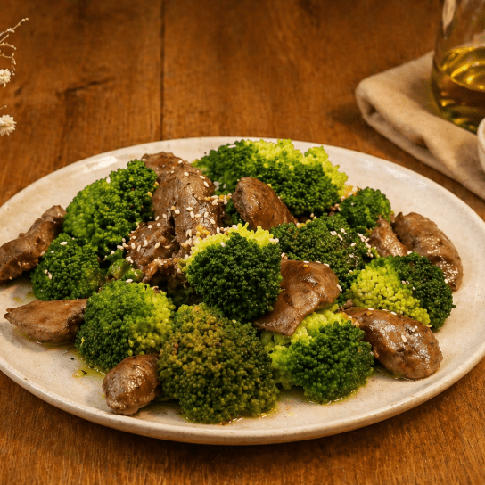 Салат з броколі та курячої печінки