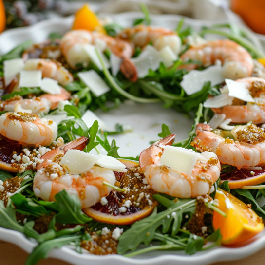 Салат з мандаринами та креветками