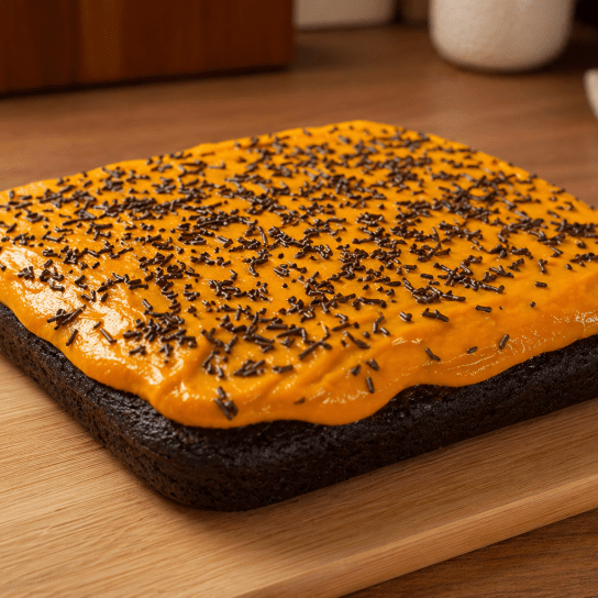 Шоколадний пиріг з морквяним соусом