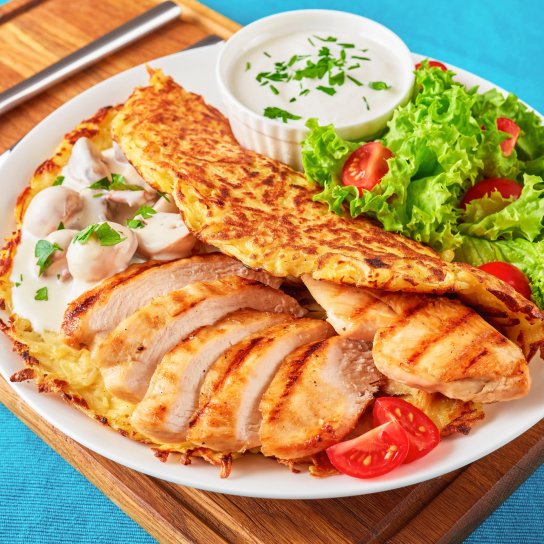 Морквяно-сирне тако з куркою і томатом