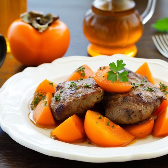 Куряча печінка з хурмою