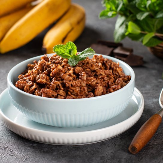 Запечена шоколадна вівсянка з грушею Запечена шоколадна вівсянка з грушею