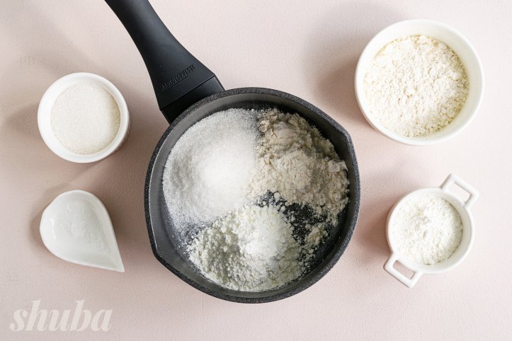 крохмаль, борошно, цукор та сіль